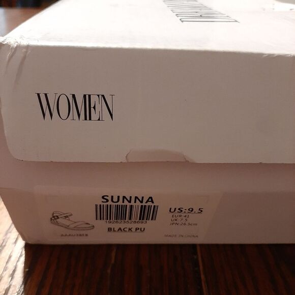 New 9.5 Dream Pairs Black PU Sunna Espadrille Casual Flatform Wedge Shoes Sandal - Picture 13 of 13